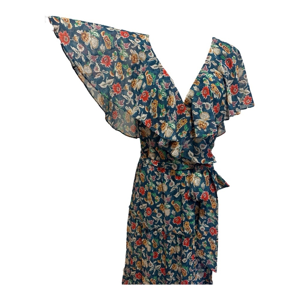 Y2K RALPH LAUREN BLACK LABEL CRINKLE CHIFFON FLORAL TIERED MAXI DRESS SZ 16 - Picture 7 of 8